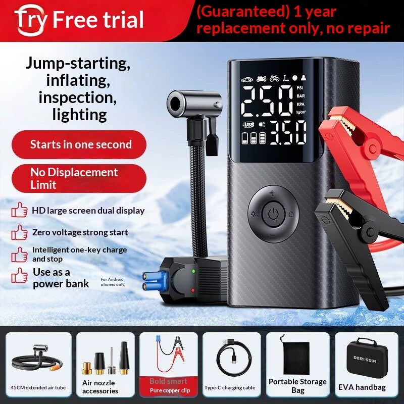 Portable Car Battery Starter With Air Pump