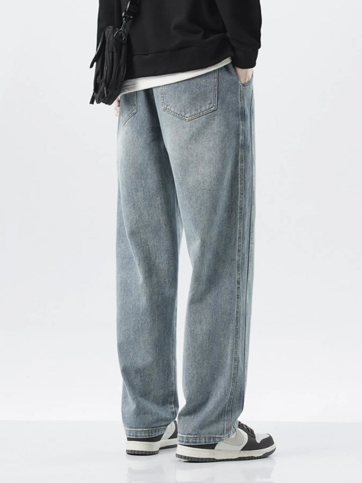 Men's Full Size Washed Loose Fit Wide Leg Jeans Plus Size