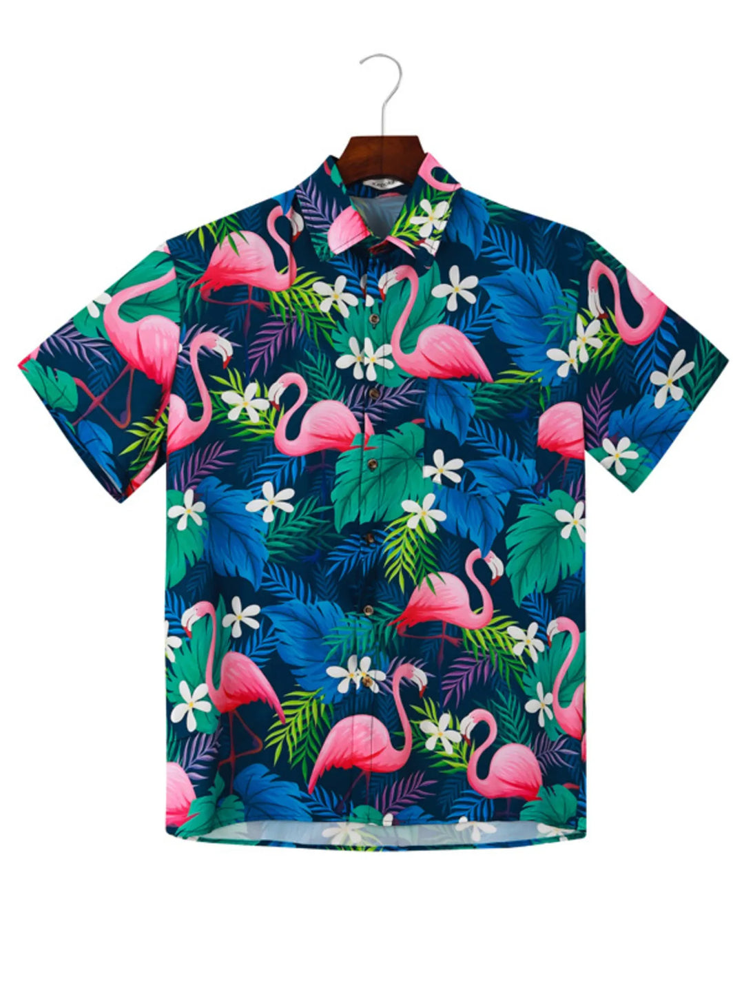 Men's Plus Size Printed Button Up Short Sleeve Shirt