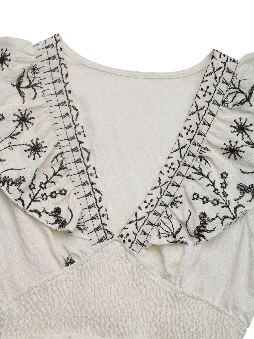 Smocked Ruffled Cap Sleeve Mini Dress