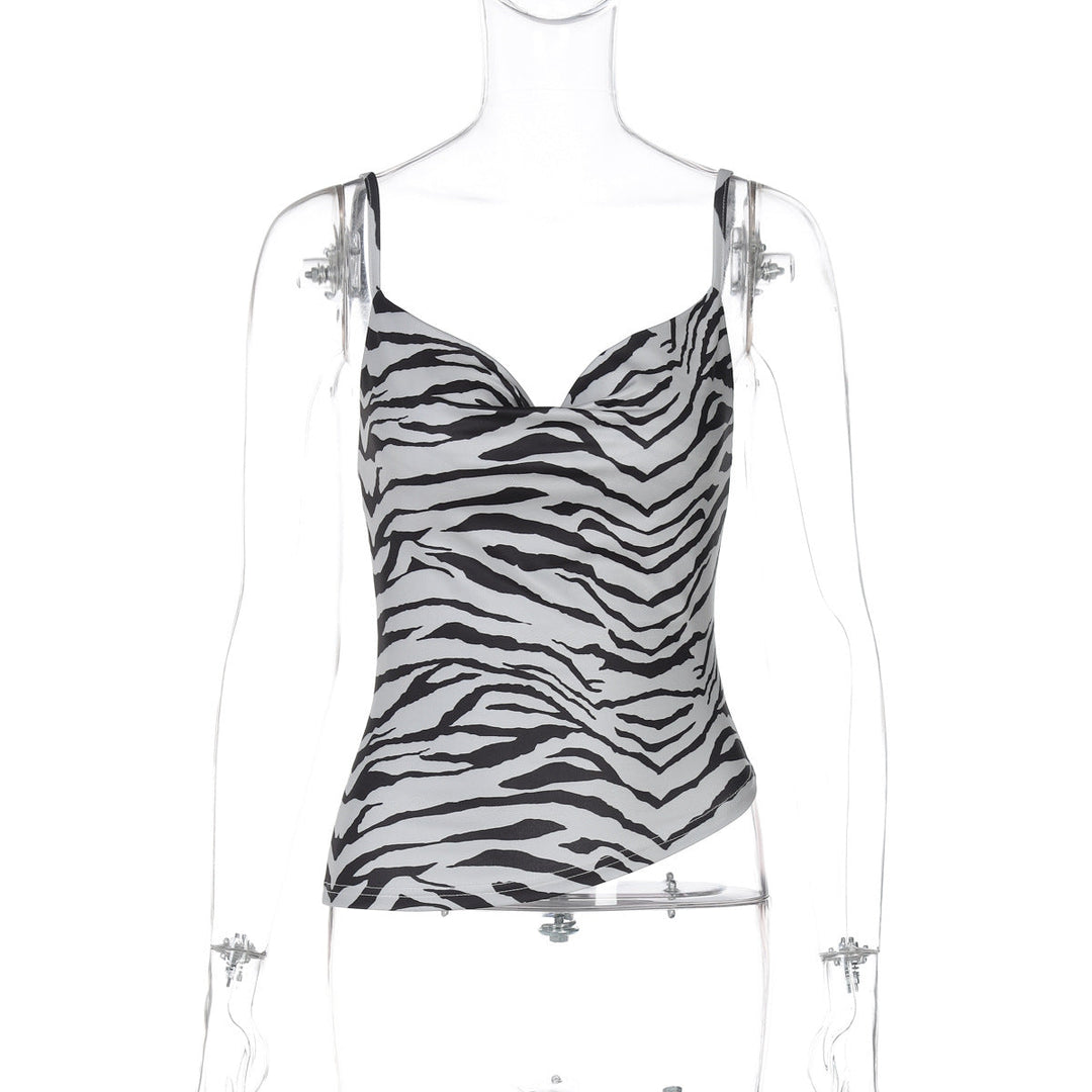 Sexy Printed Swing Neck Backless Camisole Top