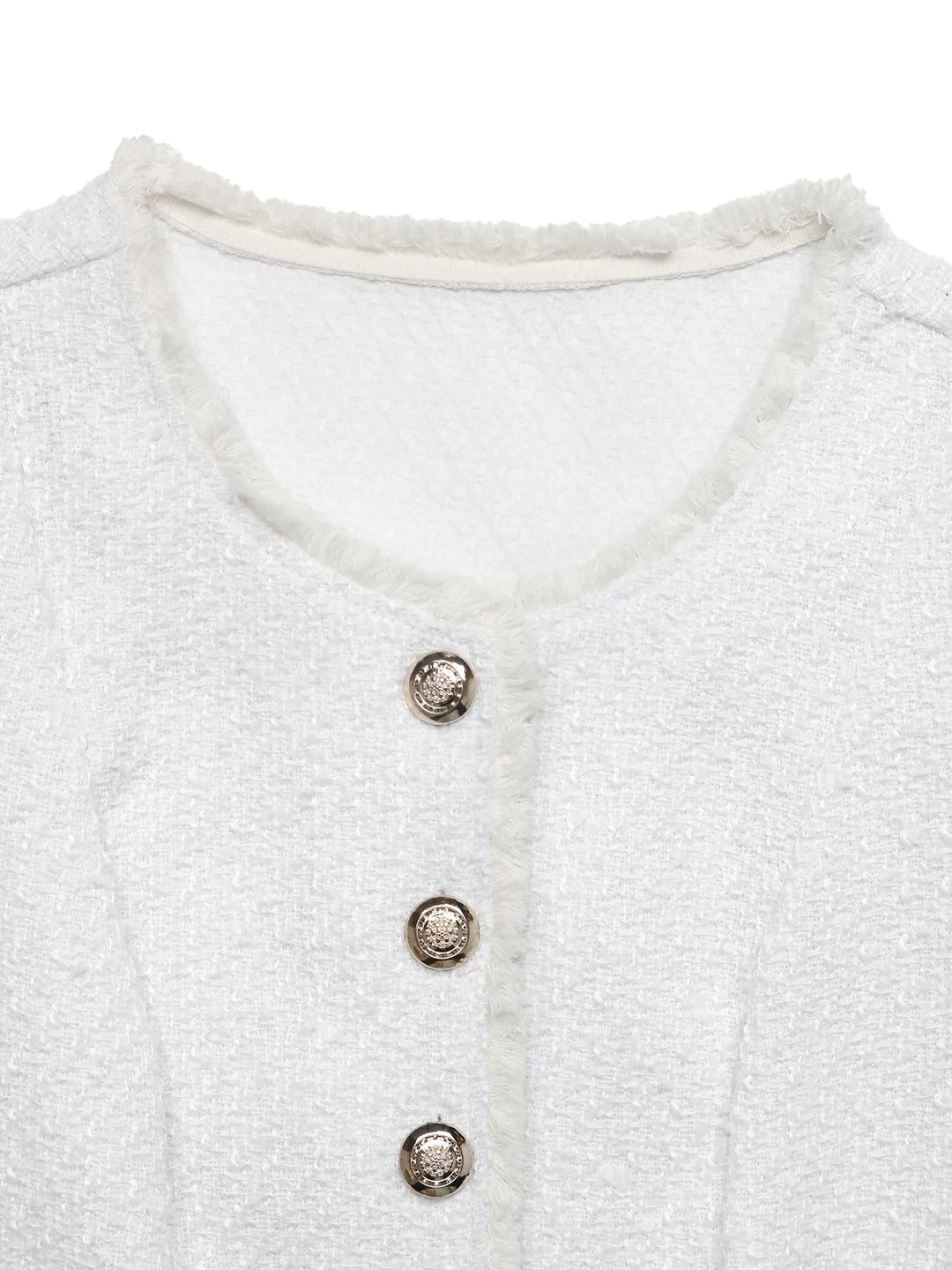 Textured Button-Front Vest with Raw Edge