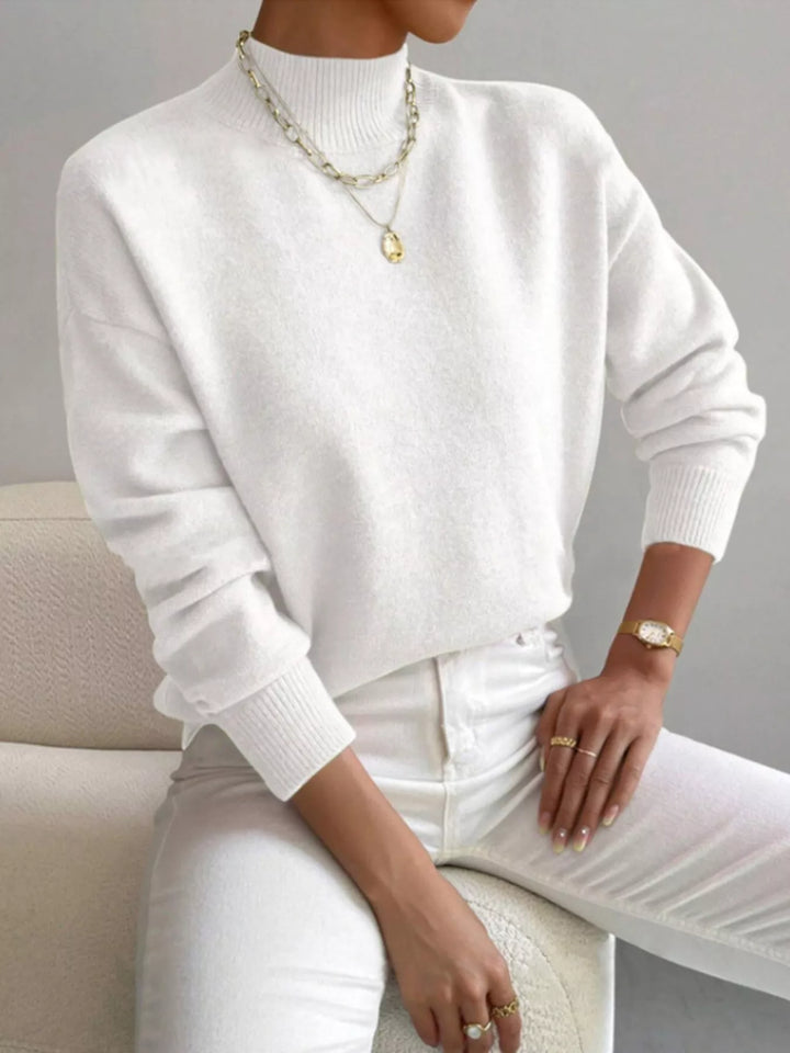 Mock Neck Dropped Shoulder Sweater