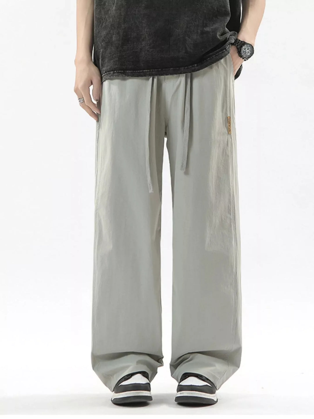 Men's Full Size Loose Fit Drawstring Wide Leg Pants Plus Size
