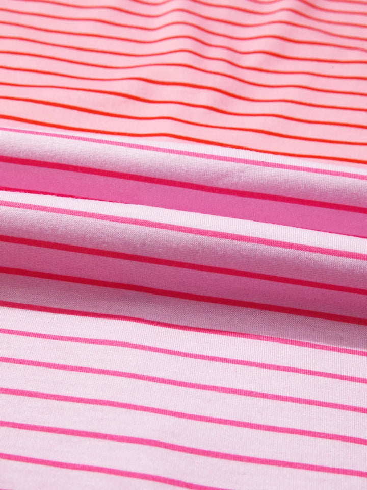 Striped Colorblock Exposed Seam Casual Long Sleeve Top