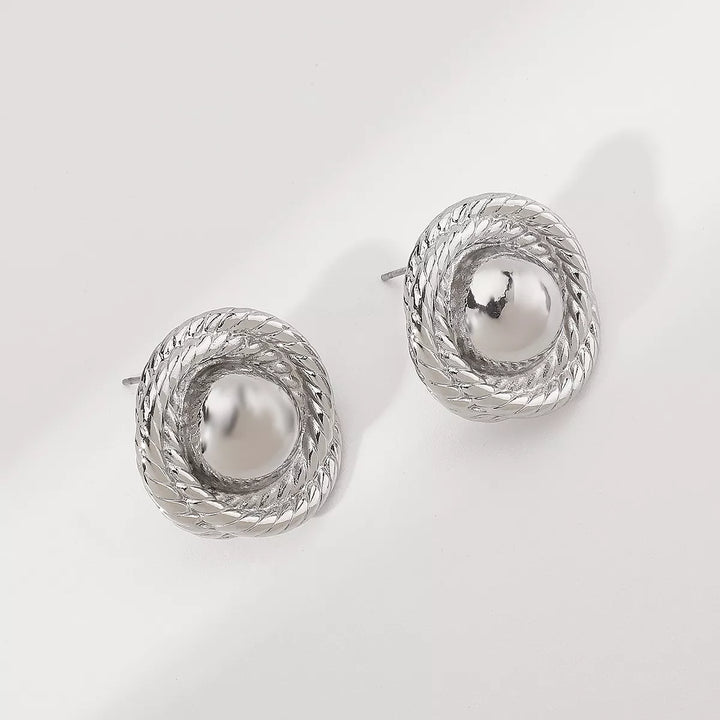 Twisted Rope Circle Stud Earrings
