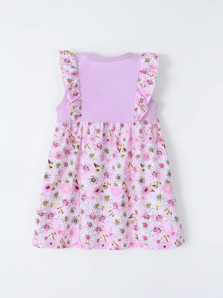 Children's Floral Ruffle Sleeve Dress