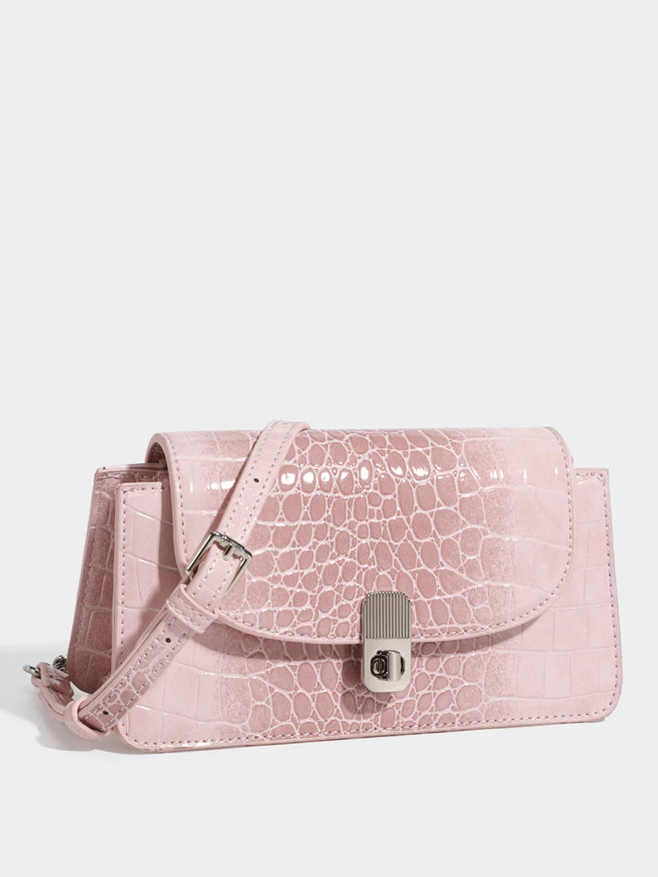 Crocodile Embossed Flap Crossbody Bag