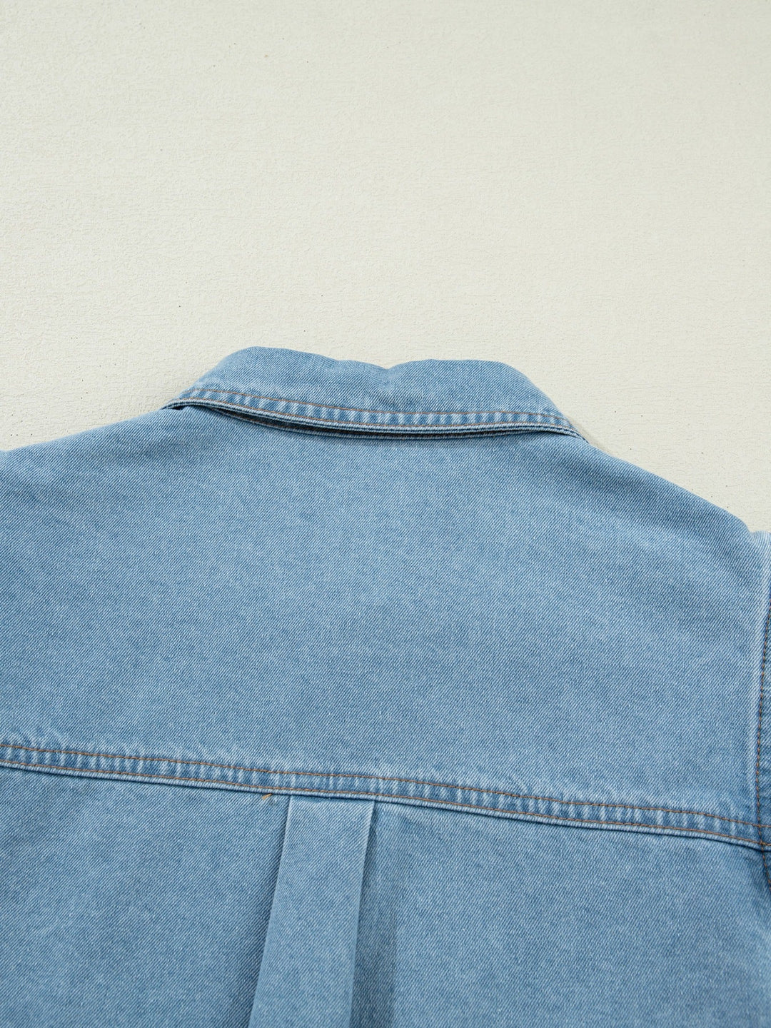 Ruffled Button-Down Denim Shirt