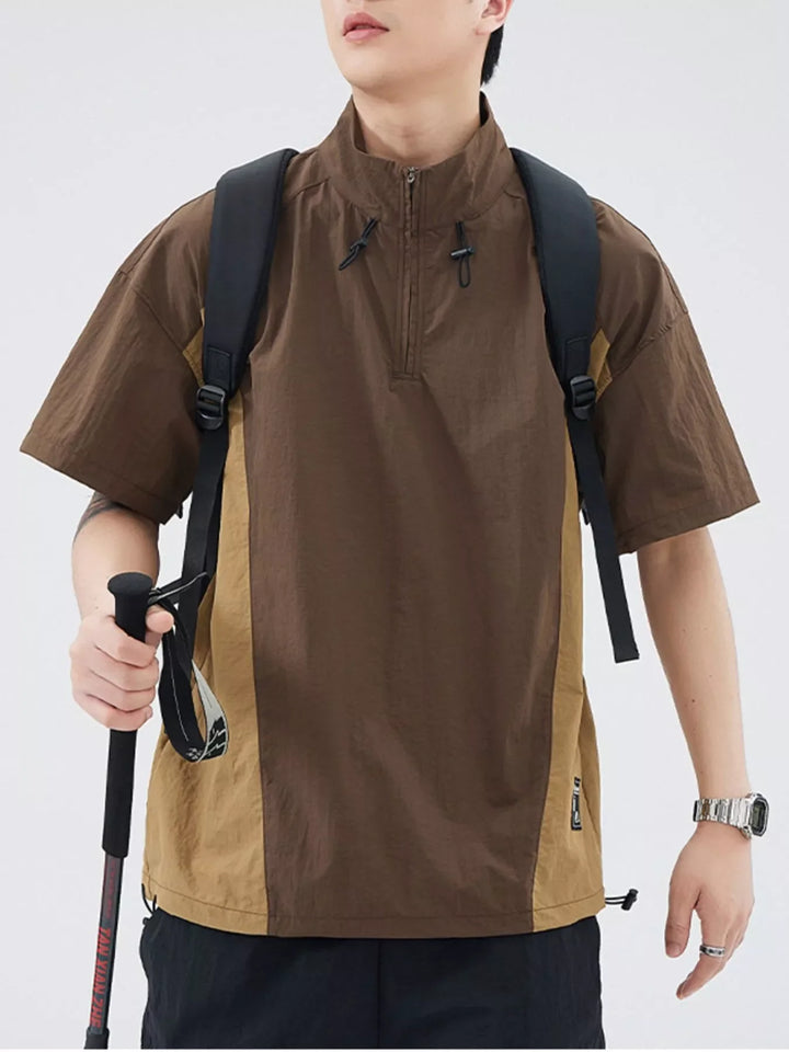 Men's Plus Size Outdoor Color Block Pullover Top