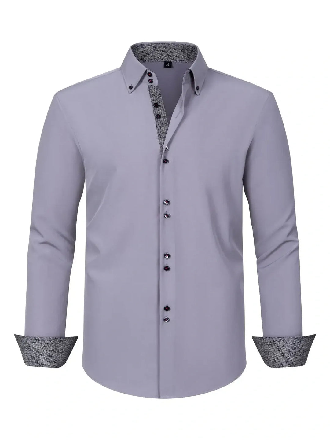 Men's Full Size Button-Down Casual Shirt with Contrast Cuffs Plus Size