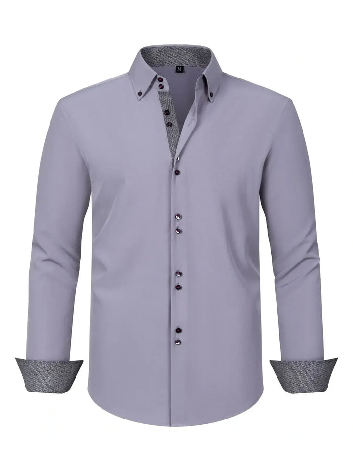 Men's Full Size Button-Down Casual Shirt with Contrast Cuffs Plus Size