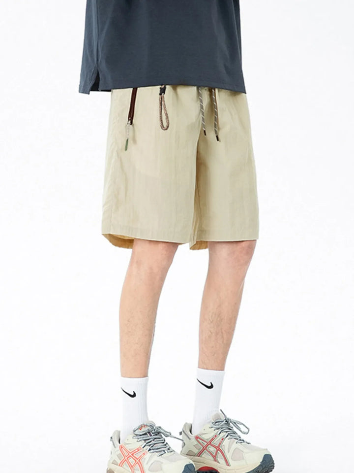 Men's Lightweight Drawstring Shorts with Zipper Pockets