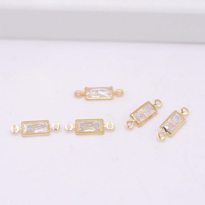 Geometric Zircon Bezel Set Pendant - Gold Plated Color Retention Charm for DIY Earring Jewelry Making Accessories