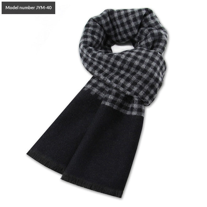 Mens Wool-Blend Plaid Scarf Winter Warmth & Extra Thickness