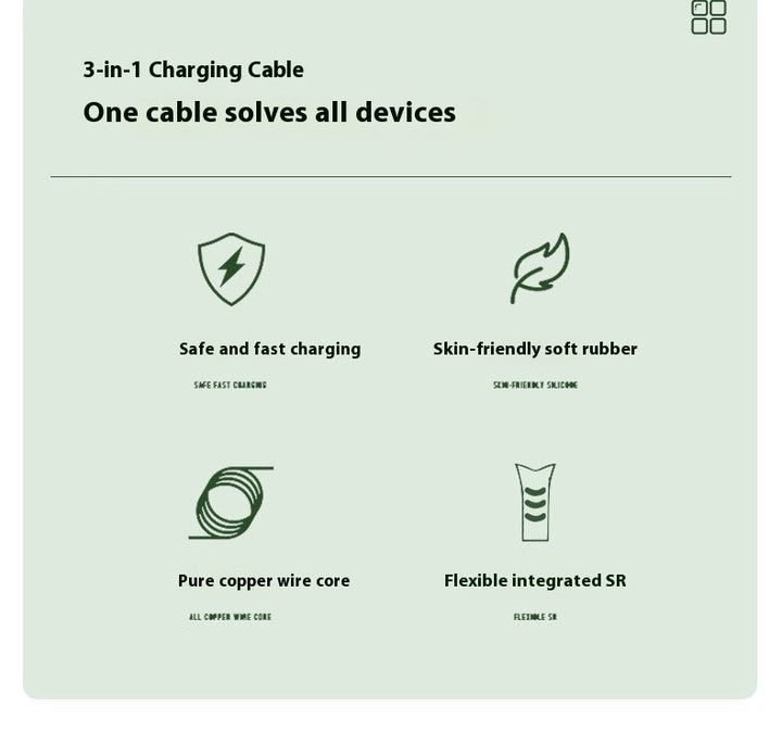 Data Cable Three-in-one Mobile Phone Charging Cable