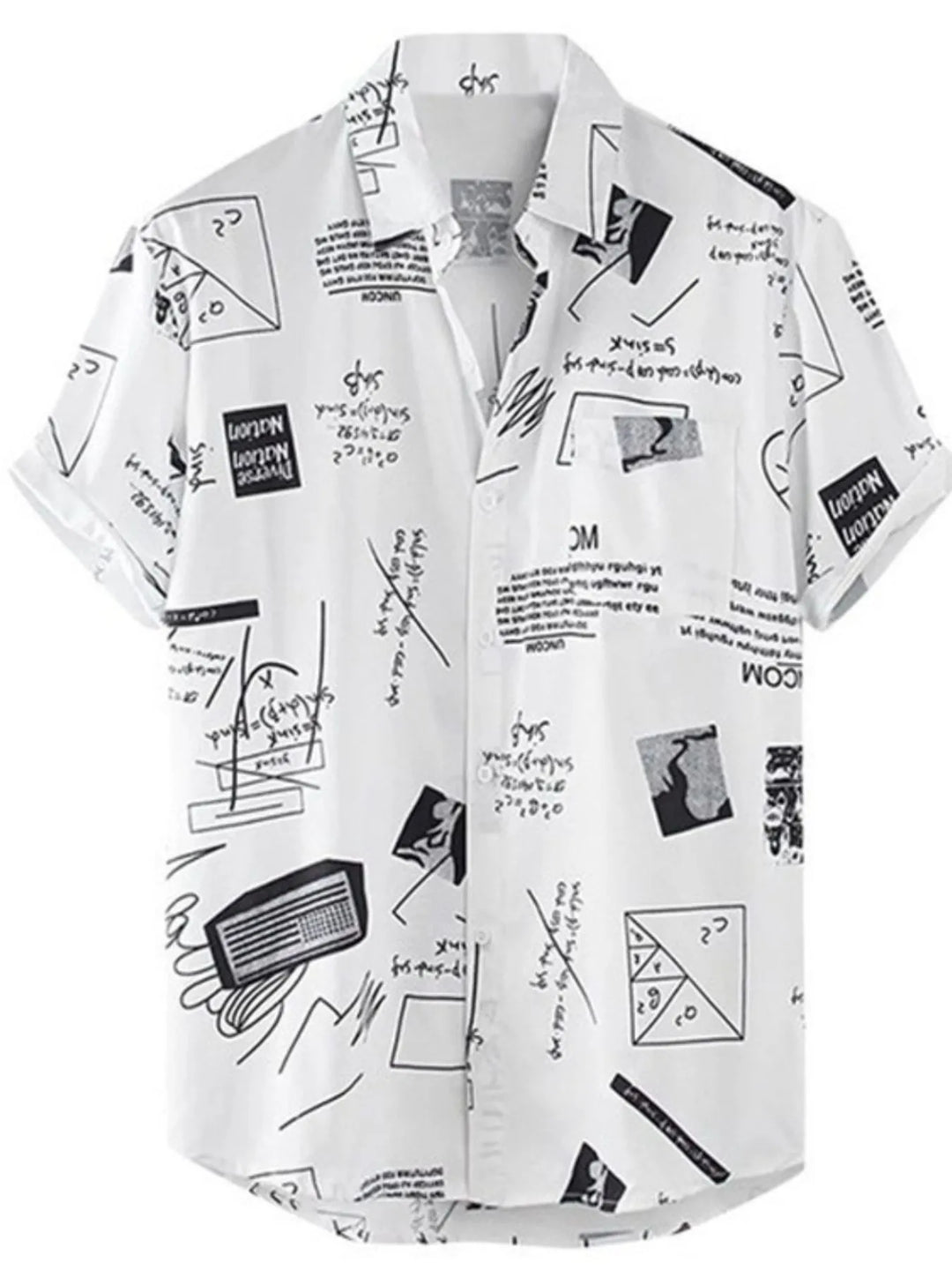 Men's Full Size Printed Button Up Short Sleeve Shirt Plus Size
