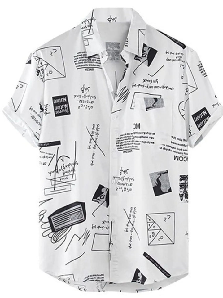 Men's Full Size Printed Button Up Short Sleeve Shirt Plus Size