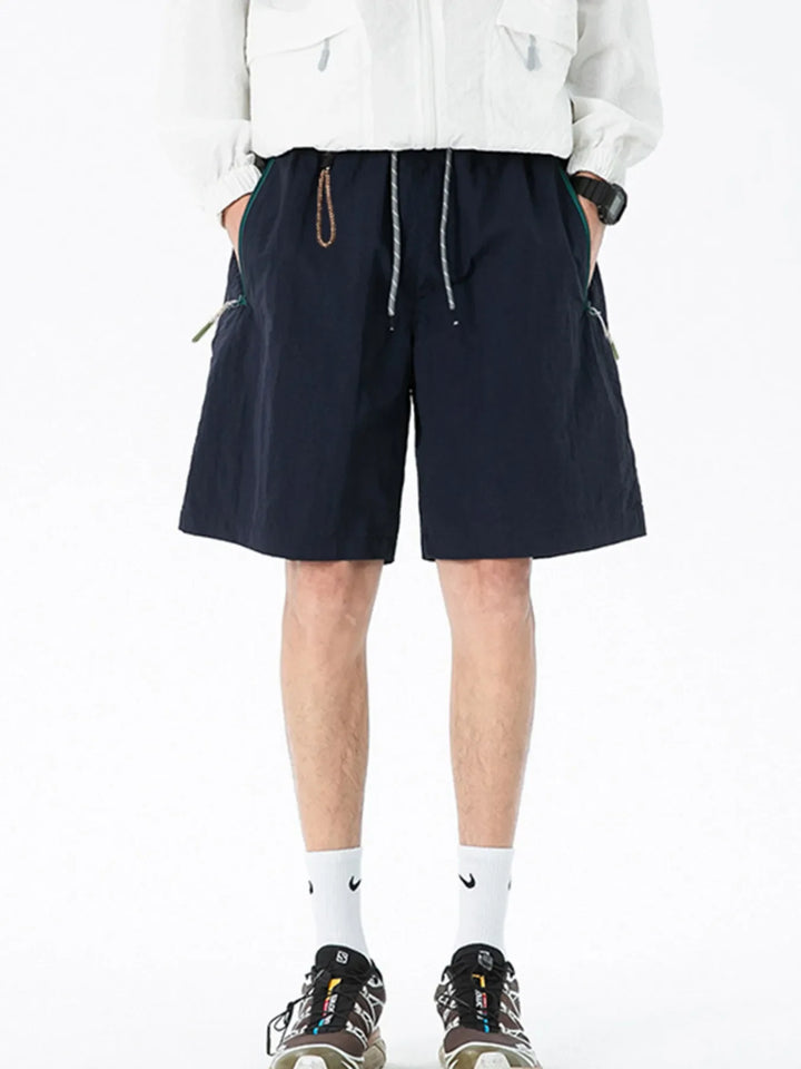 Men's Lightweight Drawstring Shorts with Zipper Pockets
