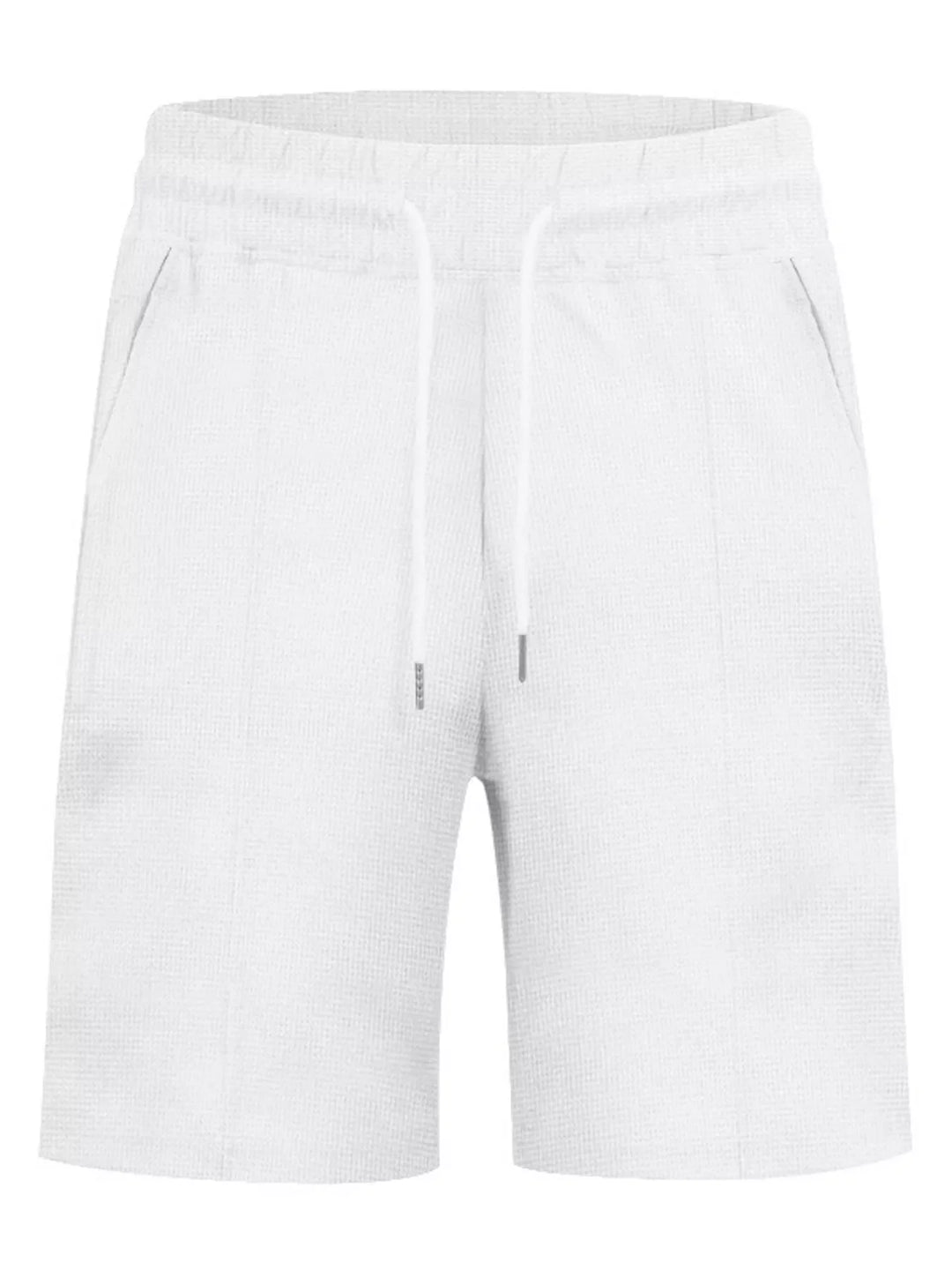 Men's Full Size Lace-Up Collar Casual Top and Shorts Set Plus Size