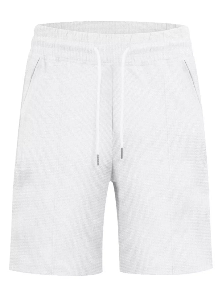 Men's Full Size Lace-Up Collar Casual Top and Shorts Set Plus Size