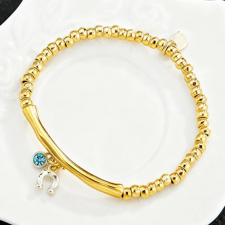 3Pcs Stackable Twisted Silver Bead Bracelet Set For Women, Zircon Horseshoe Charm Open Cuff Bangles, Minimal Cold Style Daily Fashion Jewelry