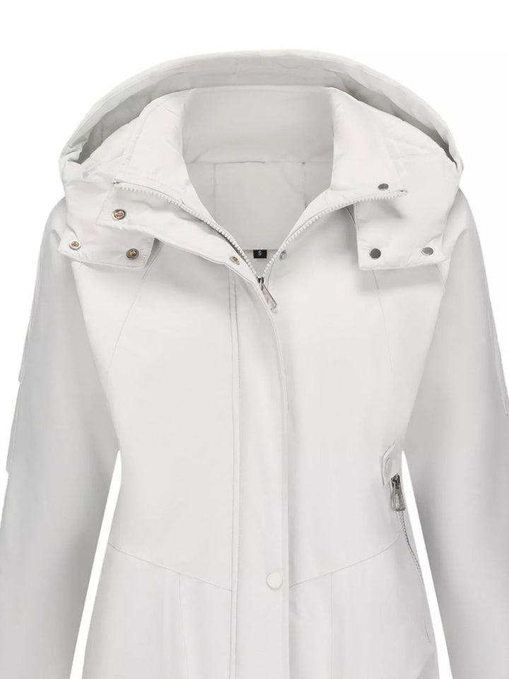 Full Size Hooded Mid-Length Windproof Outerwear Plus Size