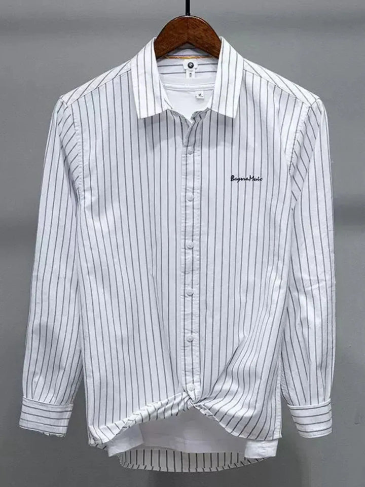 Men's Plus Size Striped Button Up Long Sleeve Shirt