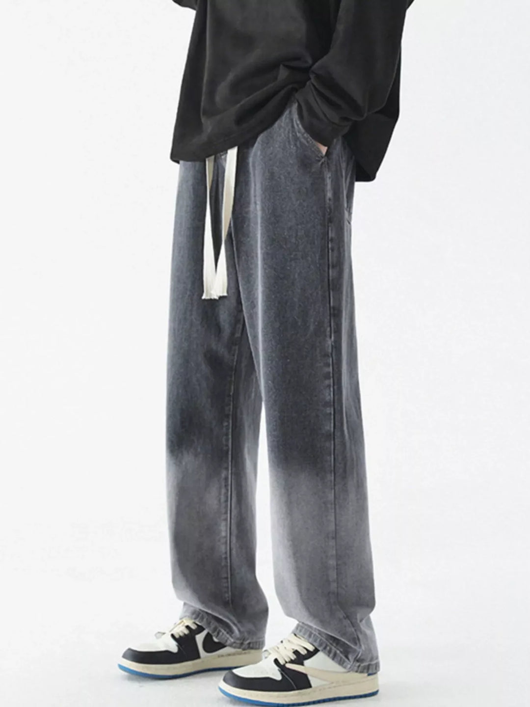 Men's Full Size Wide Leg Washed Jeans Plus Size