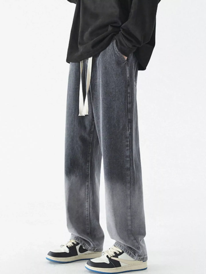 Men's Full Size Wide Leg Washed Jeans Plus Size