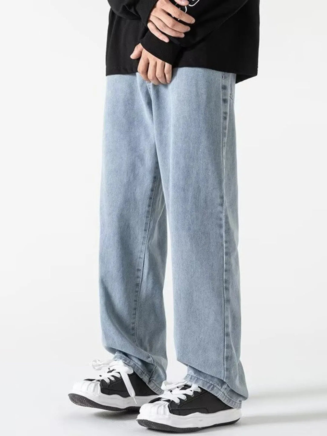 Men's Full Size Wash Wide Leg Jeans Plus Size