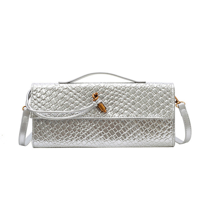Womens Woven Soft Leather Shoulder Crossbody Bag