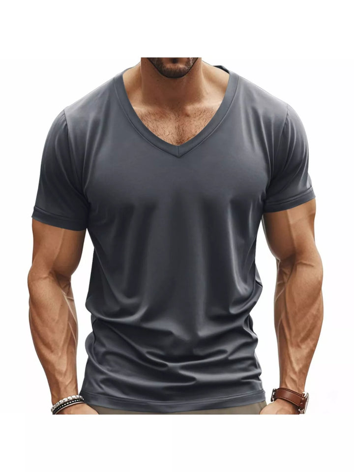 Men's Full Size Slim Fit V-Neck Basic T-Shirt Plus Size