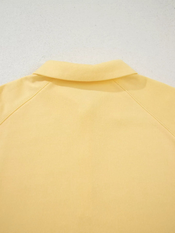 Button Collar Drop Shoulder Top and Shorts 2pcs Set