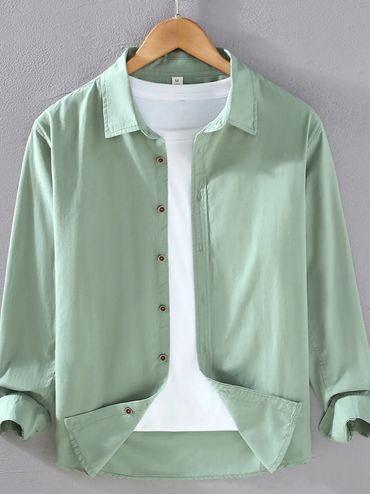 Men's Plus Size Button-Up Shirt with Rolled Sleeves