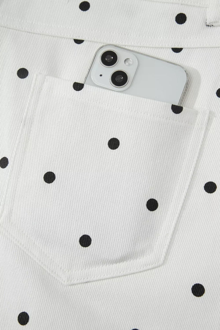 Polka Dot Scalloped Hem Shorts