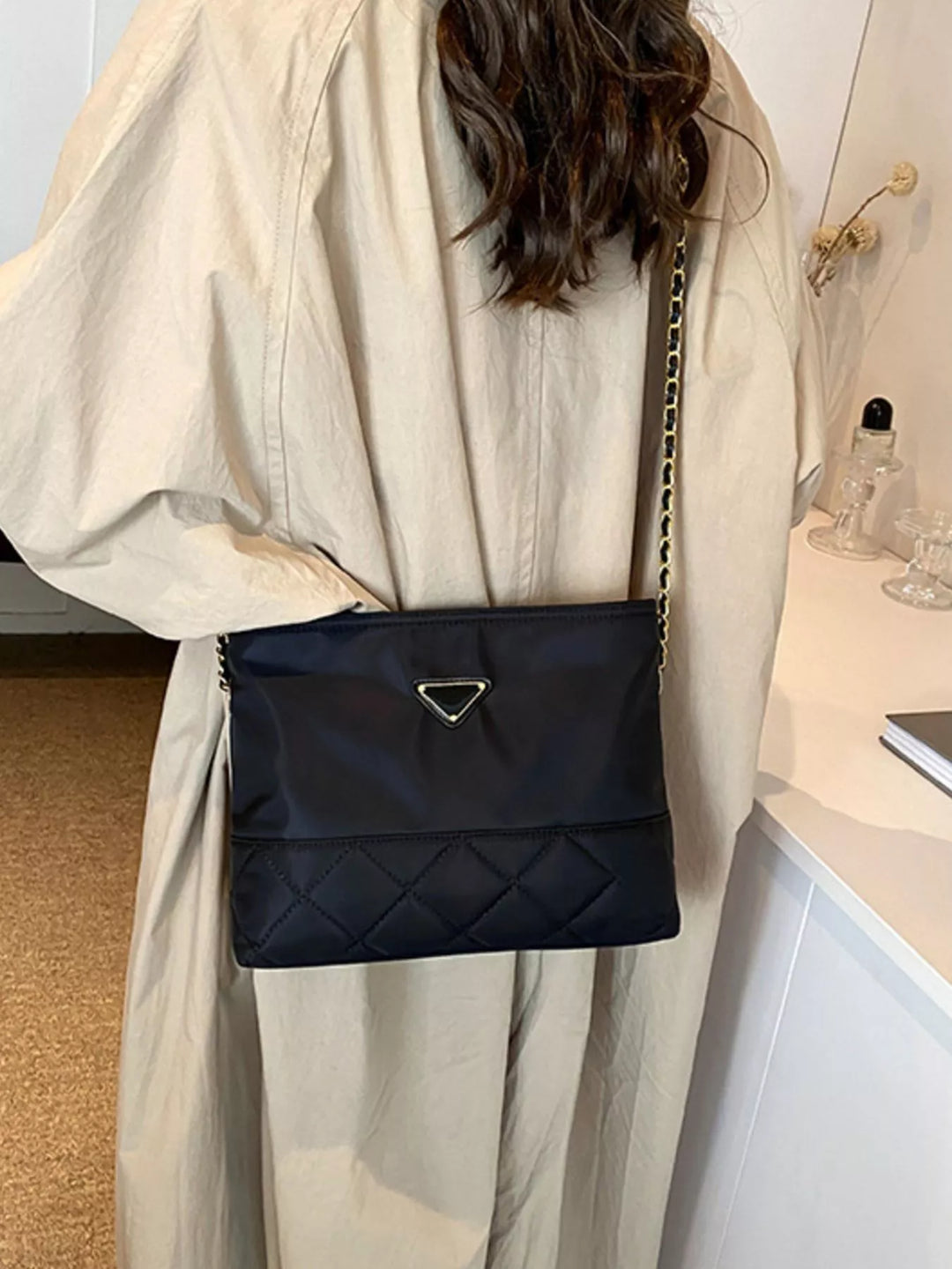 Quilted Crossbody Bag with Chain Strap