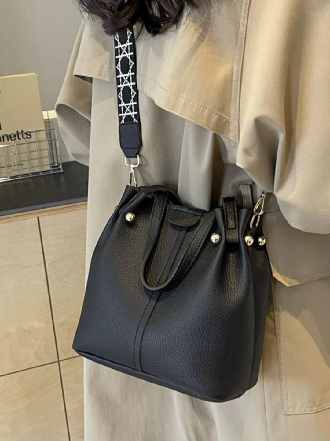 Crossbody Bag with Patterned Strap