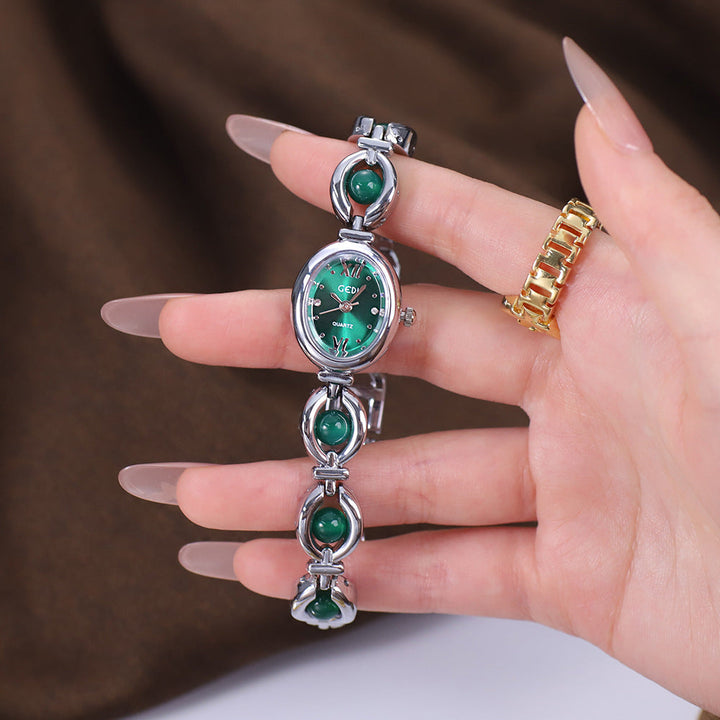Gedi National Style Emerald Good-looking Bracelet Watch Niche High-grade Light Luxury Shell Pearls Exquisite Women's Quartz Watch