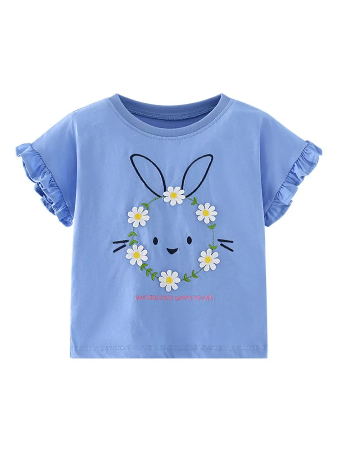 Children's Bunny & Daisy Graphic Ruffle Sleeve T-Shirt