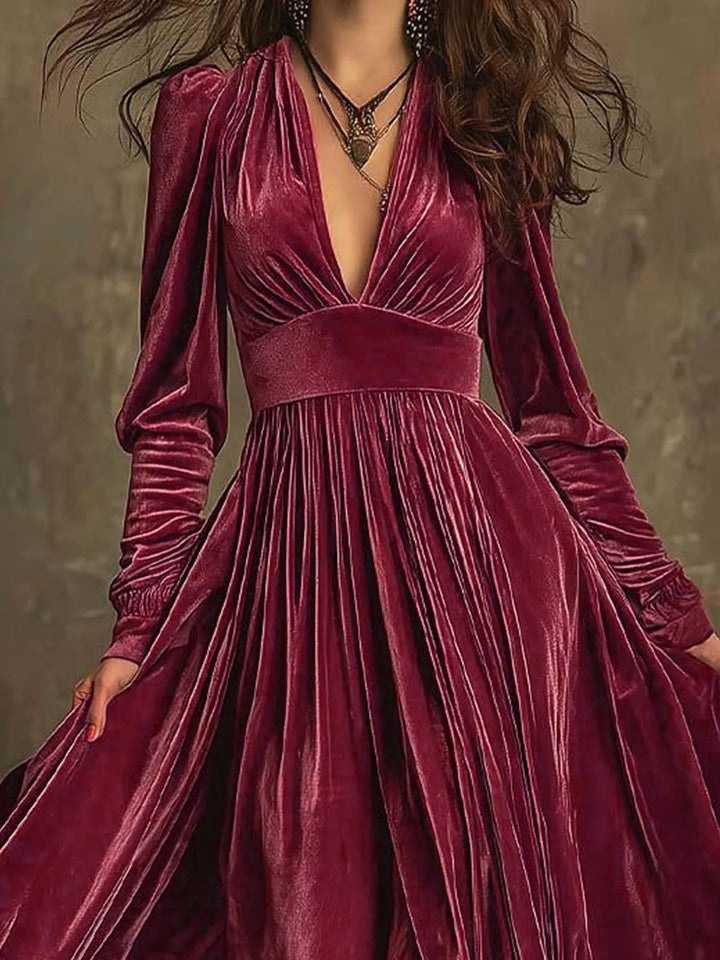 Ruffled Hem Long Sleeve Dress