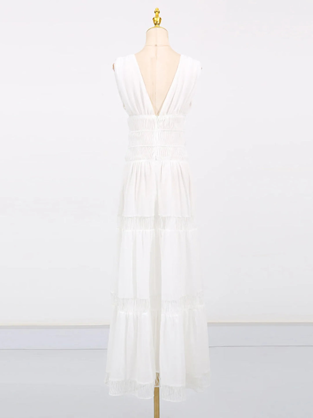 Tiered V-Neck Sleeveless Maxi Dress