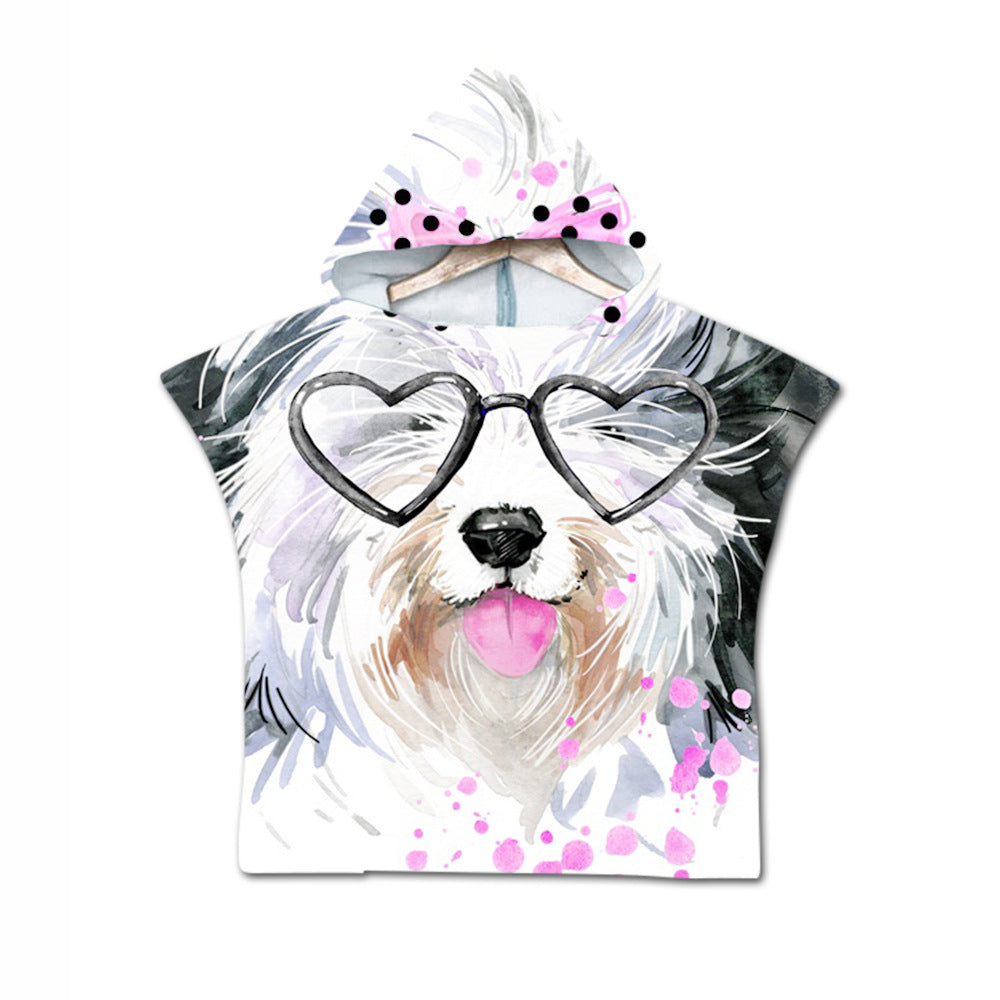 Embroidery 2-Day Delivery Embroidery Animal Digital Print Beach Towel Kids Children Hooded Bath Towel Microfiber