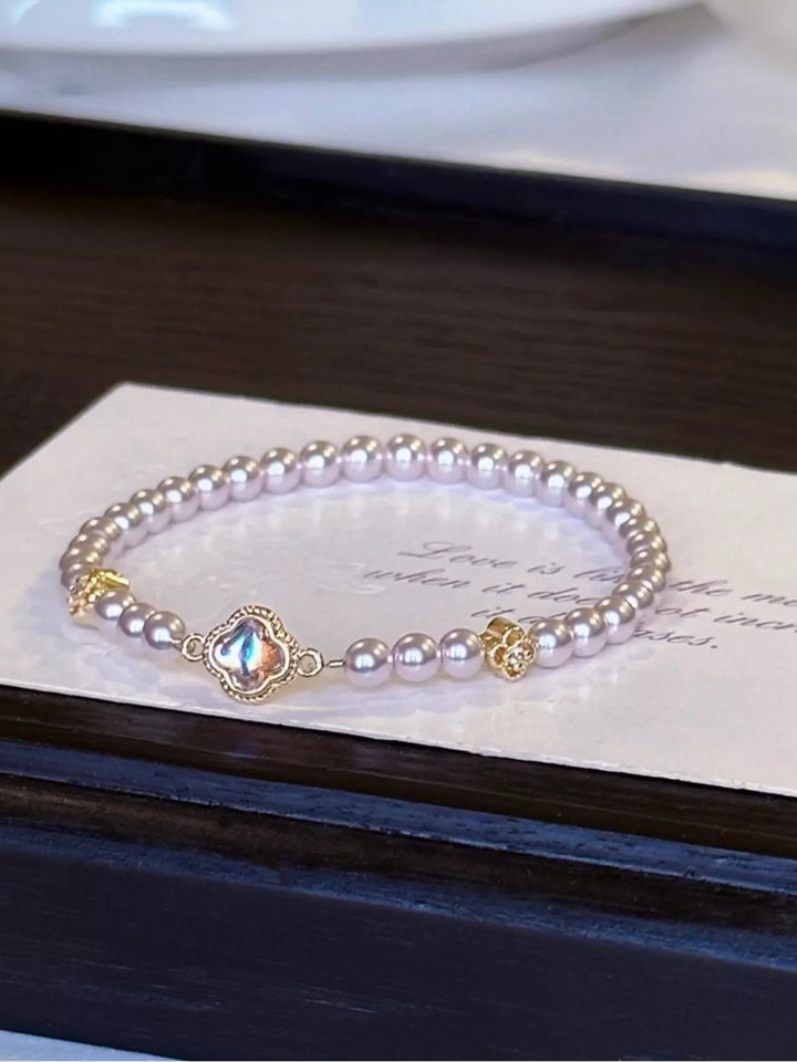 Pearl Clover Charm Bracelet