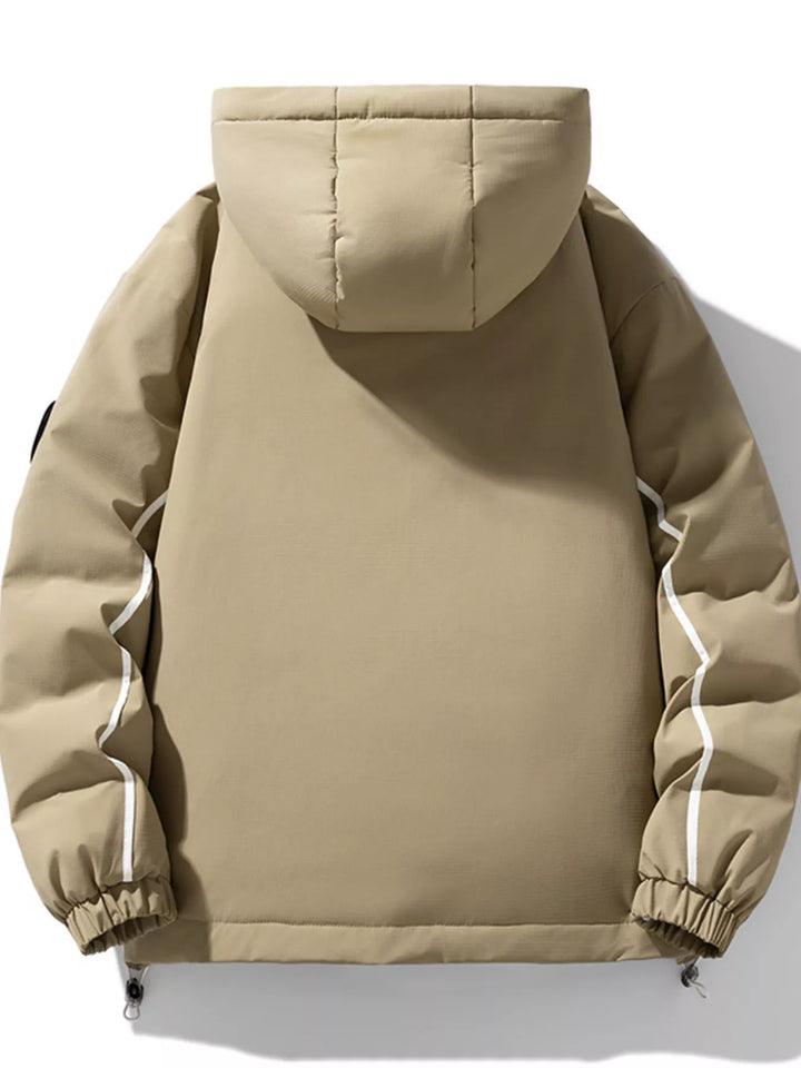 Men's Plus Size Contrast Hooded Puffer Jacket