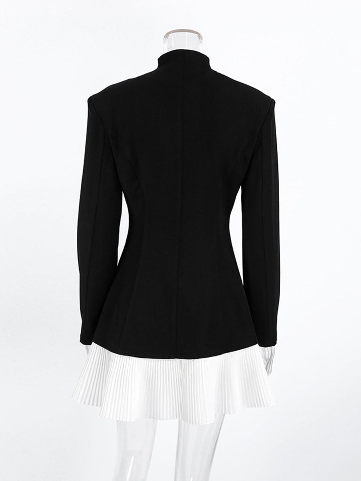 Pleated One Button Blazer Dress