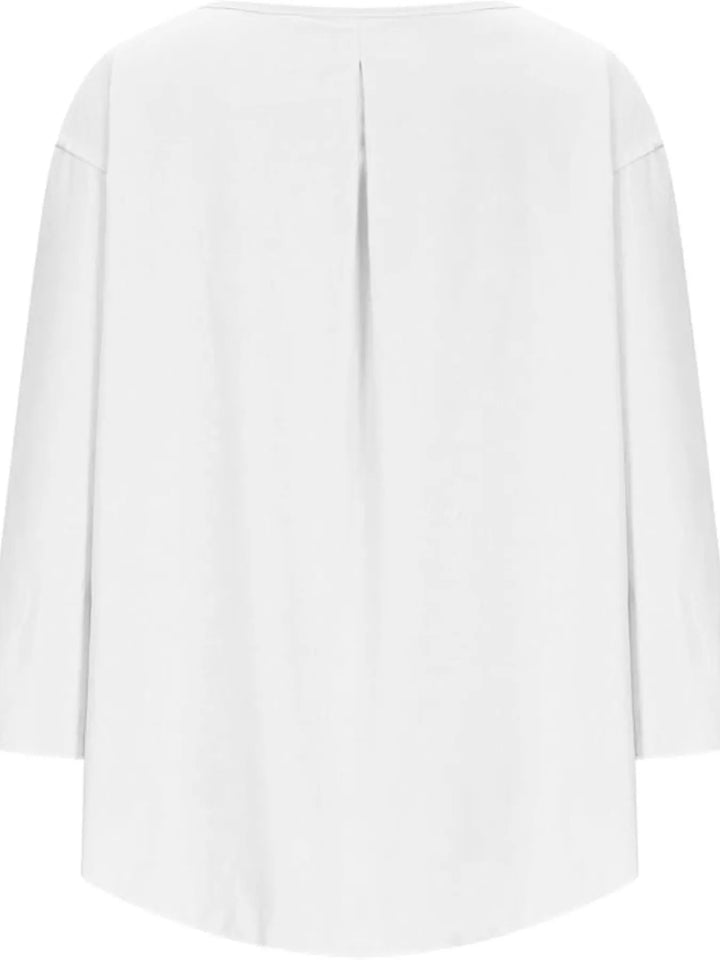 Full Size Round Neck Relaxed Fit Blouse Plus Size