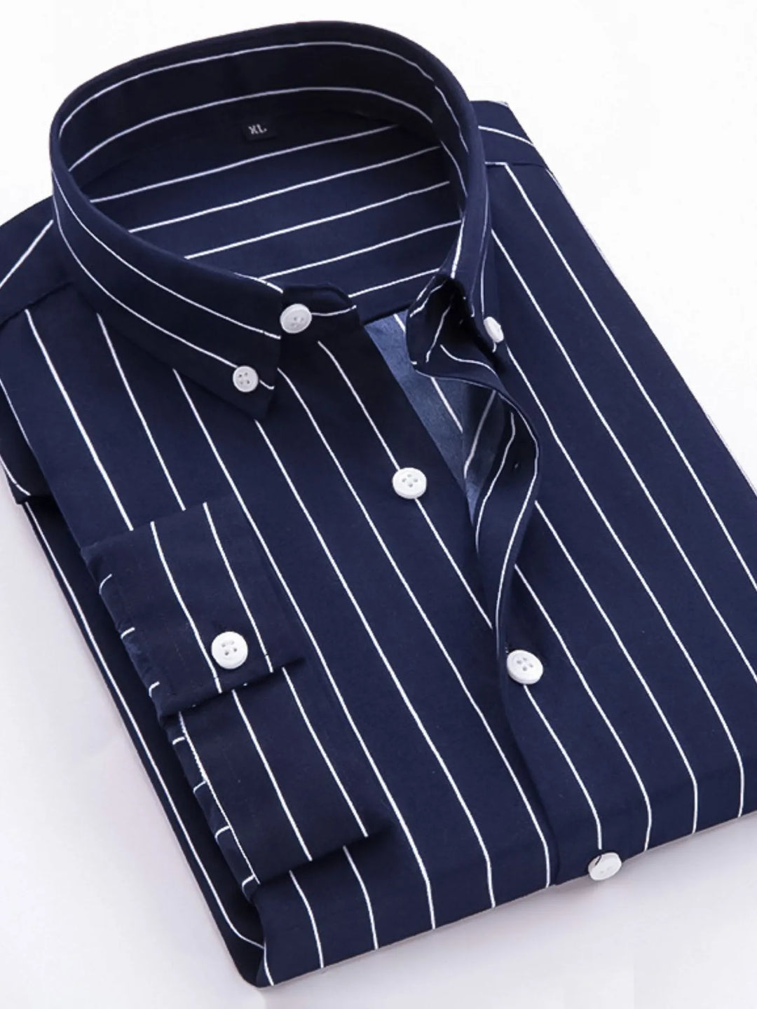 Men's Plus Size Striped Button Up Long Sleeve Shirt