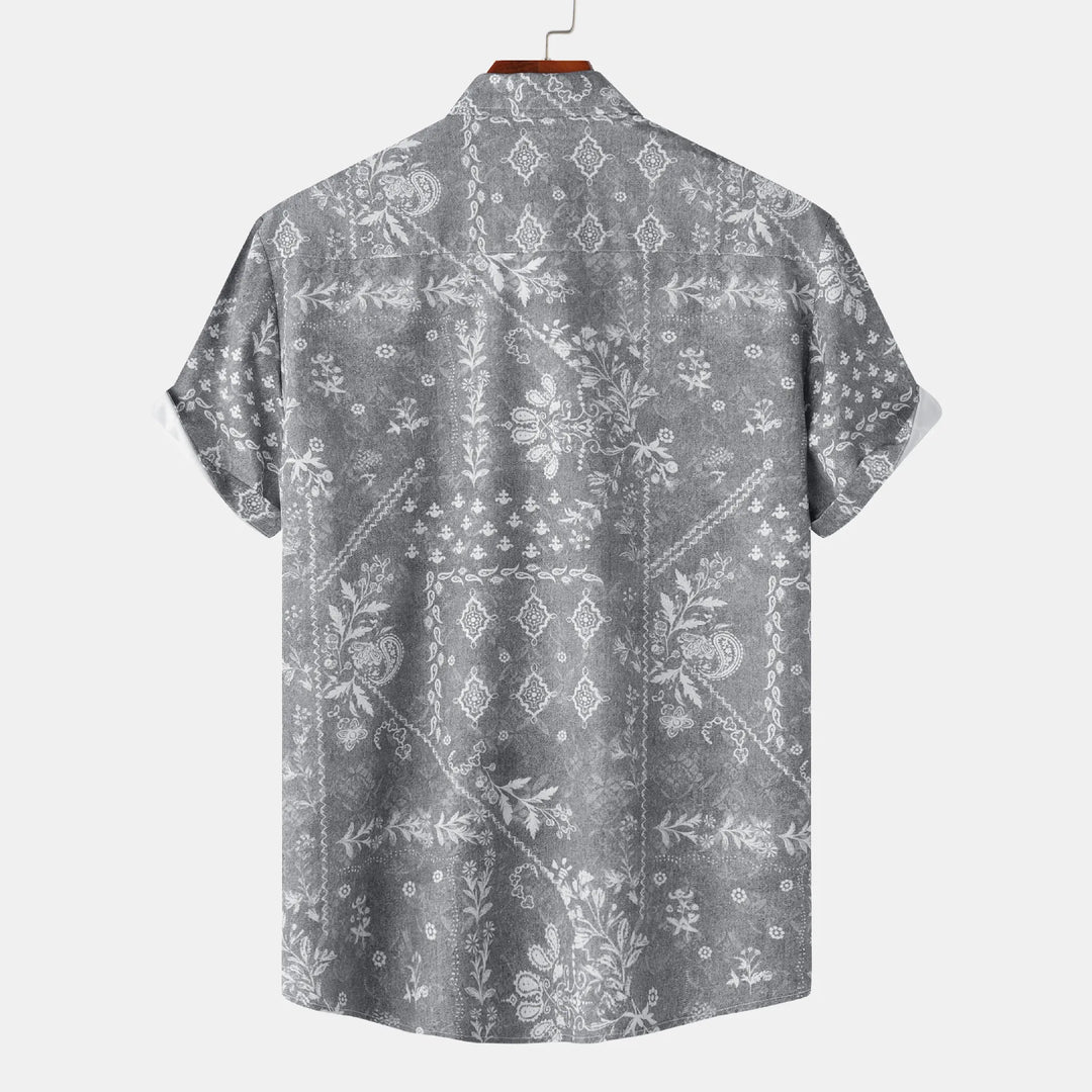 Men's Printed Short Sleeve Button-Up Shirt