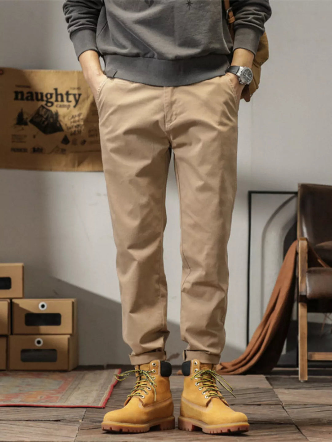 Men's Plus Size Casual Style Slim Fit Ankle Banded Pants